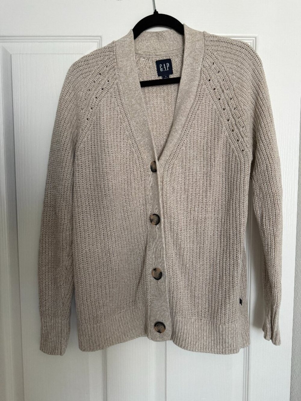 GAP Women's Beige Knit Button-Up Cardigan Sweater